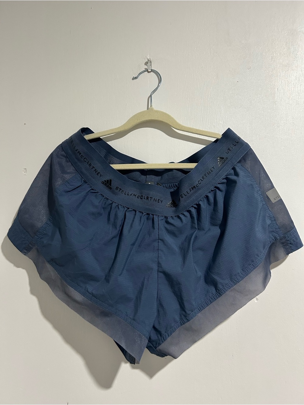 adidas by Stella McCartney Running Shorts Blue Mesh Trim - Size M